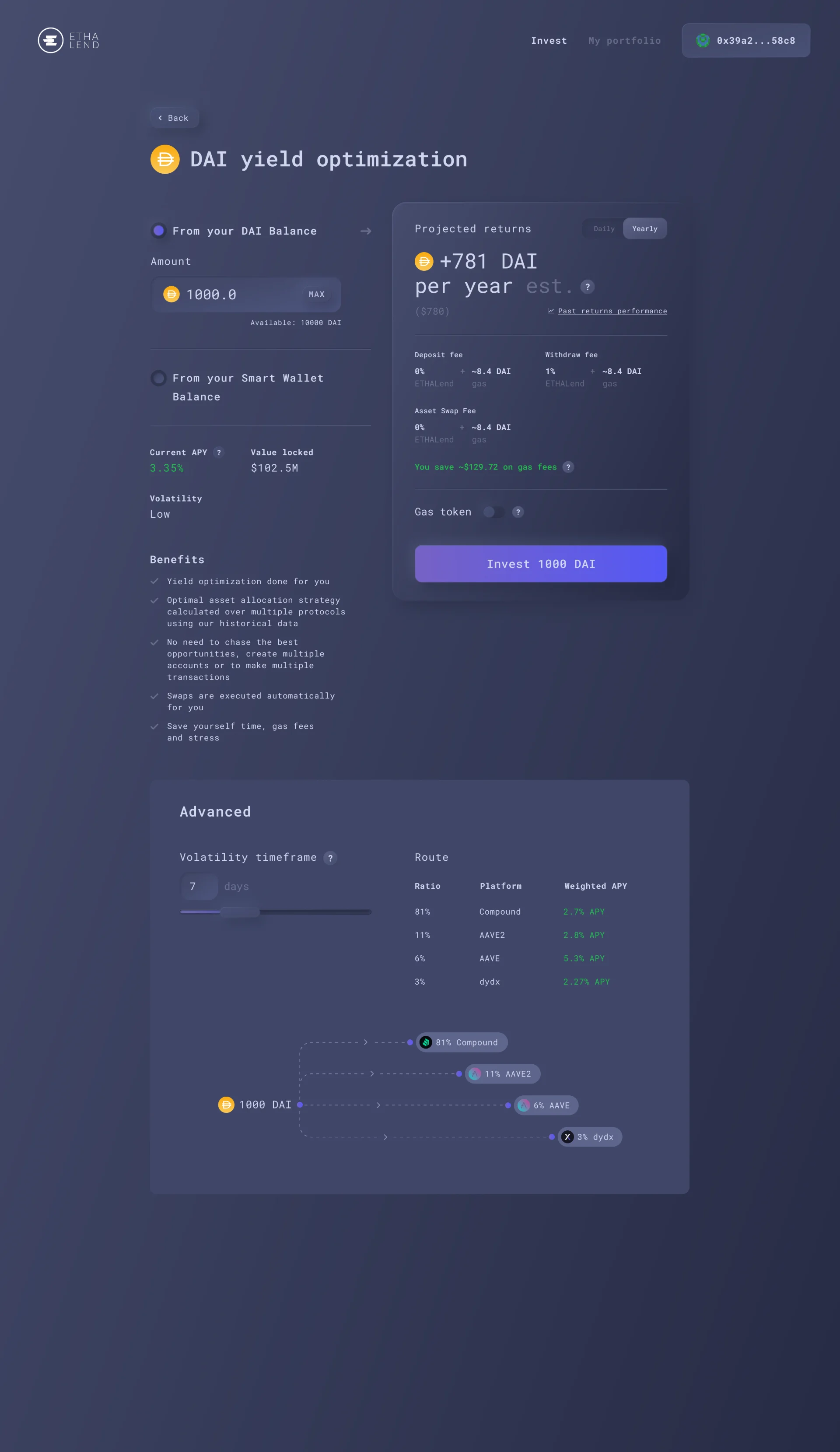 Investing from the smart wallet.
