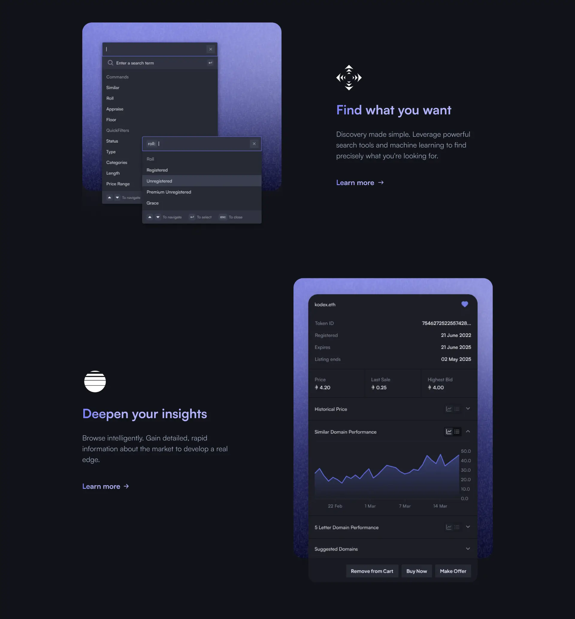 The landing page, feature by feature.