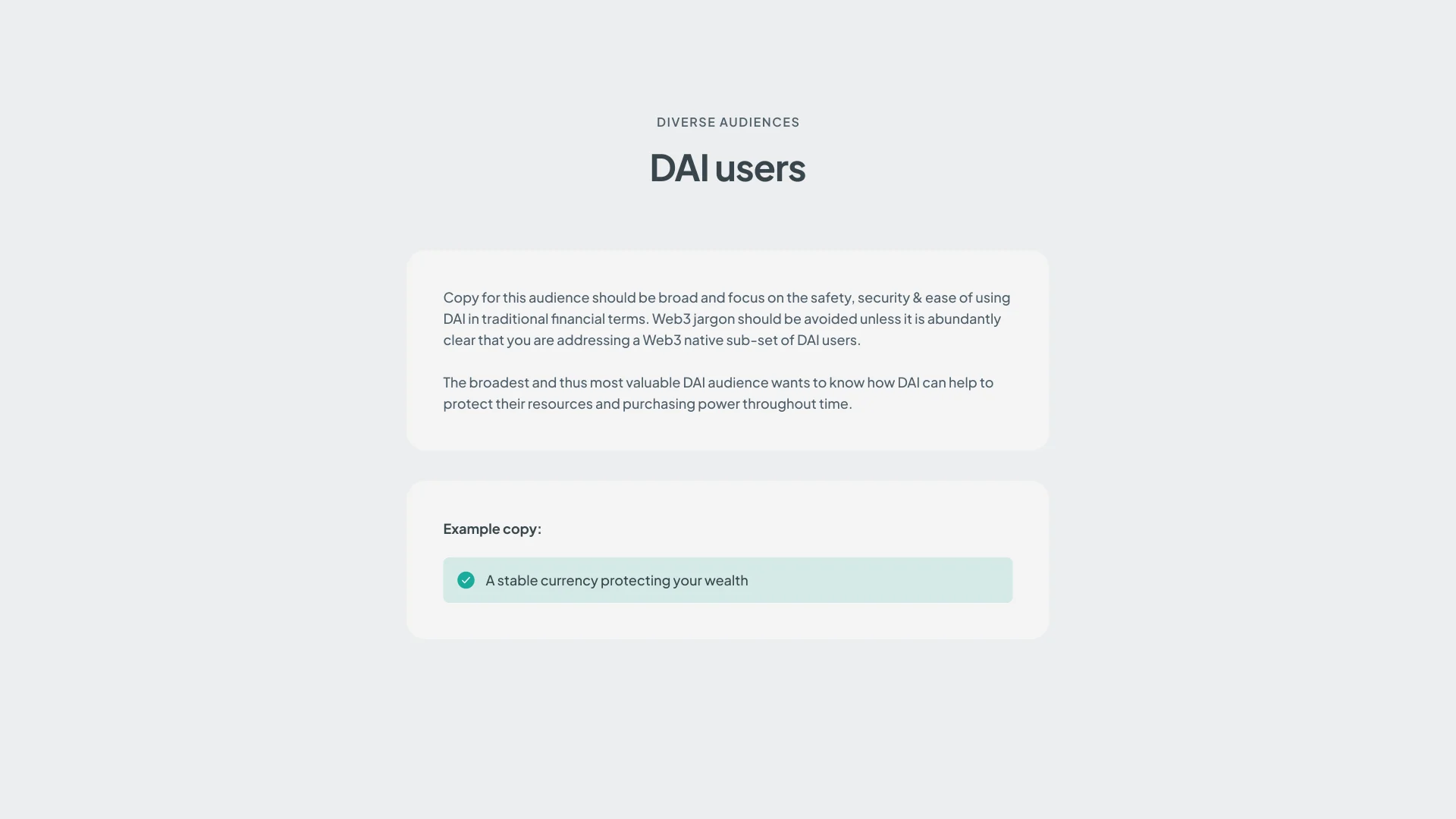 Tone of voice: writing for DAI users.