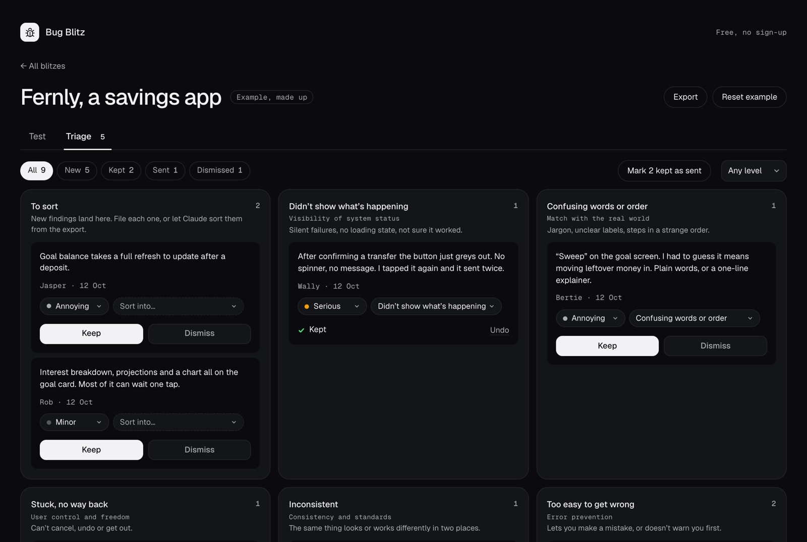 Bug Blitz, free and open source