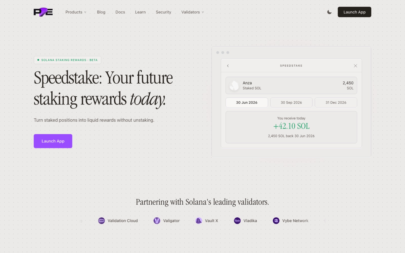 The Speedstake product page
